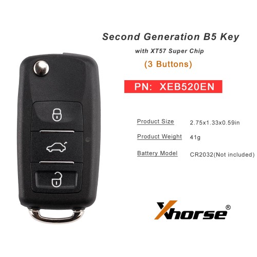 5pcs/lot XHORSE XEB520EN Second Generation B5 Key with XT57 Super Chip