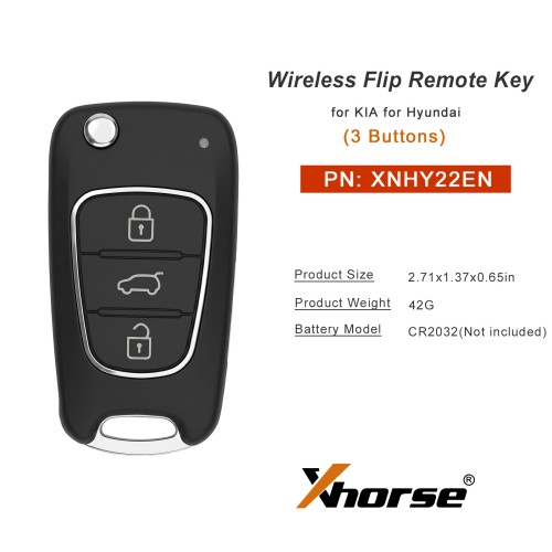XHORSE XNHY22EN Second Generation Wireless Flip Remote Key 3 Buttons for KIA for Hyundai Type 5pcs/lot