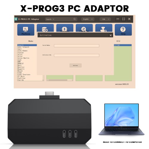 [US Ship] [Second-Handed] 90% New Original Launch X-Prog3 GIII PC Adapter XProg3 ECU Programmer