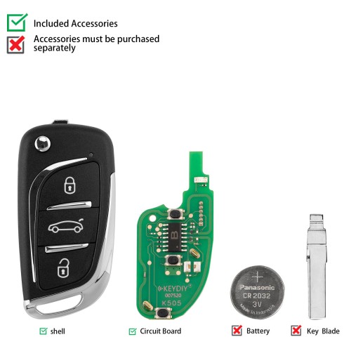 5pcs/lot KEYDIY KD B11-3 (NEW) Universal Flip Remote Key 3 Buttons