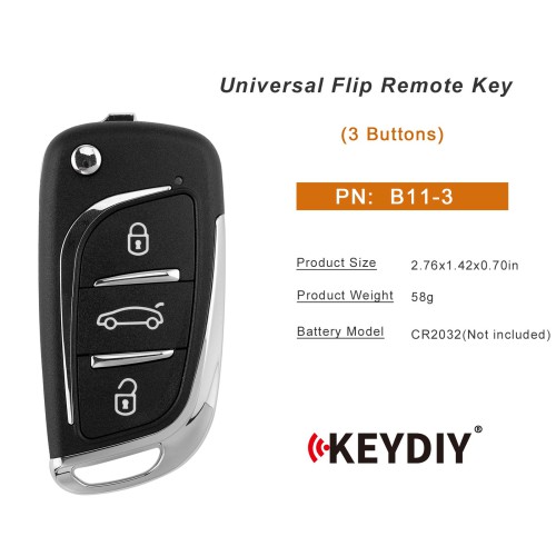 5pcs/lot KEYDIY KD B11-3 (NEW) Universal Flip Remote Key 3 Buttons