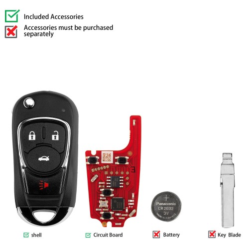 XHORSE XKBU22EN for Buick Model (Foldable 4 Buttons) Second Generation Wired Remote 5pcs/lot