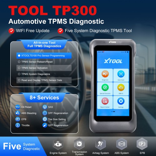 XTOOL TP300 Handheld Automotive TPMS Diagnostic Tool, Supports 8 Special Functions, 5 Systems Diagnoses