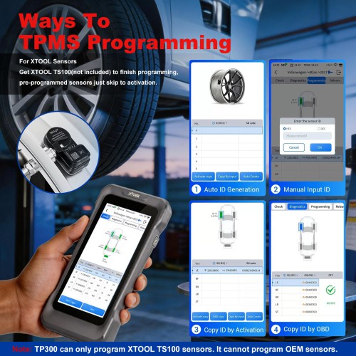 XTOOL TP300 Handheld Automotive TPMS Diagnostic Tool, Supports 8 Special Functions, 5 Systems Diagnoses