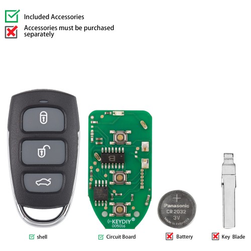 5pcs/lot KEYDIY KD B20-3 Universal Remote Key 3 Buttons for Hyundai Azera Type