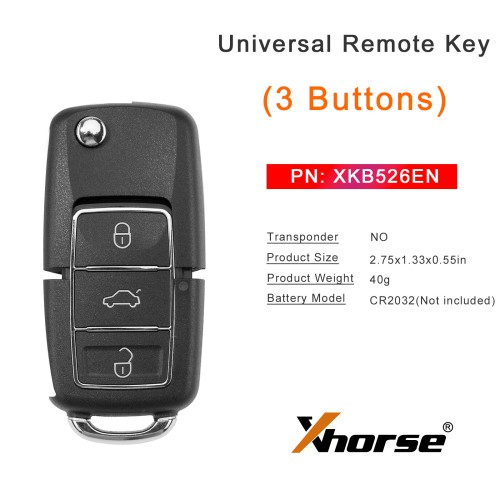 Xhorse XKB526EN 2nd Generation Wire Remote Key for VW B5 Type 5pcs/lot