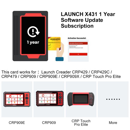 1 Year Software Update for Launch Creader CRP429 / CRP429C / CRP479 / CRP909 / CRP909E / CRP909X / CRP Touch Pro Elite