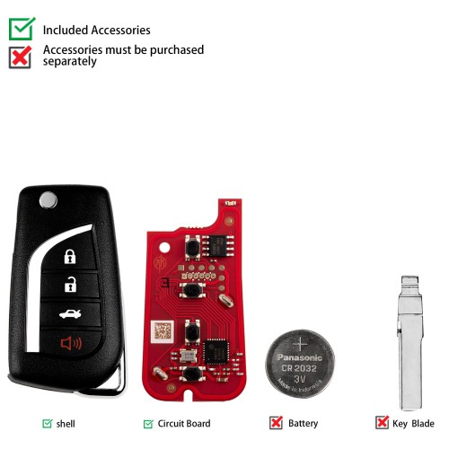 Xhorse XKTO12EN TOY.T Style(Flip-4BTN) Second Generation Wire Remote Key 5pcs/lot