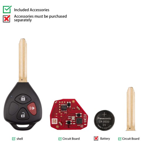 XHORSE XKTO24EN for Toyota Models Right 3 Buttons Triangle Second Generation Wired Remote 5pcs/lot