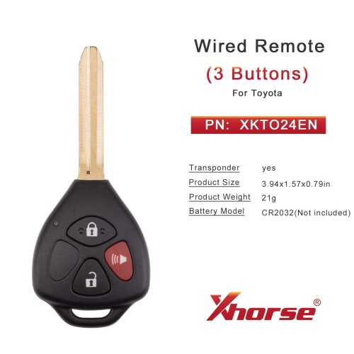 XHORSE XKTO24EN for Toyota Models Right 3 Buttons Triangle Second Generation Wired Remote 5pcs/lot