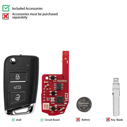 XHORSE XKDM05EN MQB Second Generation for VW Universal Remote Key 3 Buttons 5pcs/lot