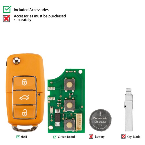 5pcs/lot KEYDIY KD B01-3 Luxury (Yellow) Universal Flip Remote Key 3 Buttons