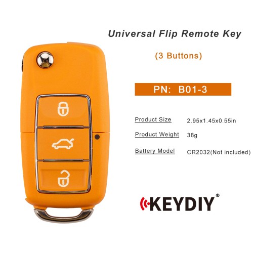 5pcs/lot KEYDIY KD B01-3 Luxury (Yellow) Universal Flip Remote Key 3 Buttons