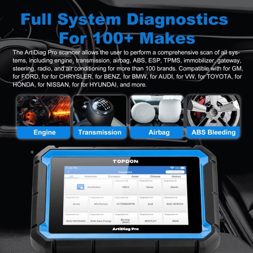 TOPDON ArtiDiag Pro Bi-Directional Control, ECU/Online Coding & OE-Level Full Systems Diagnosis for 100+ Brands, 31+ Services , 2-Year Free Update