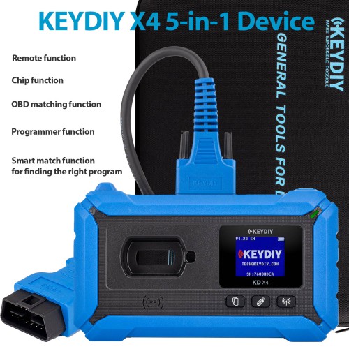 KEYDIY KD-X4 5-in-1 Key Programmer Combines KD Max, KD Mate and KD Mini Prog Supports MQB48 MQB49 5C 5D MQB MLB BDC2/BDC03 IMMO Get Free DB25 Cable