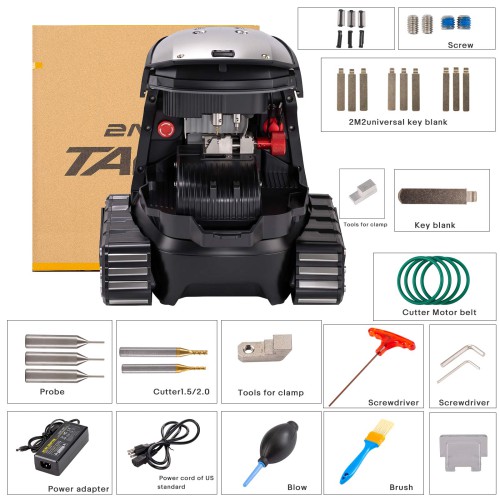[US/UK/EU Ship] [With Battery] 2M2 TANK 2 Pro CNC Key Cutting Machine Add House Keys Mul-T-lock Dimple Multi-point Keys Mobile APP Control