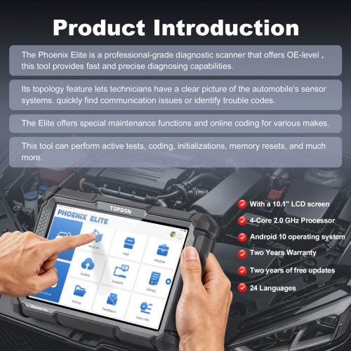 TOPDON Phoenix Elite 10.1 Inch OE-Level Scan Tool, Cloud-Based Programming, CANFD