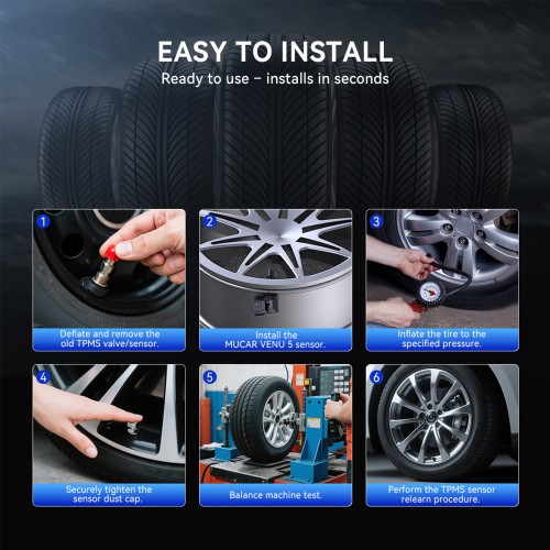 THINKCAR MUCAR VENU5 Tire Pressure Sensors Support 315MHz & 433MHz Dual Frequency 4PCS/Set