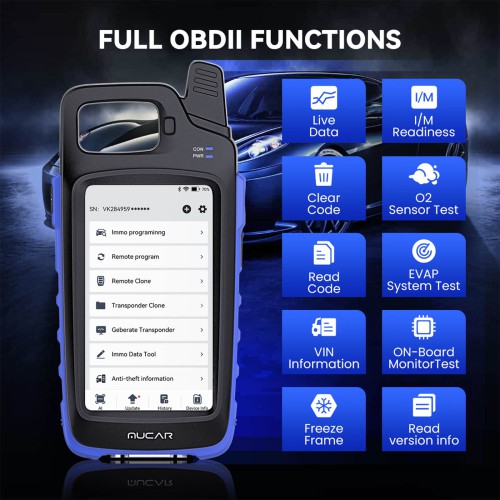 THINKCAR MUCAR KEY581 Key Programmer and Full OBD2 Diagnostics 9 Maintenance Functions Battery & Electrical Test CAN FD