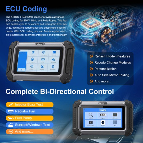 XTOOL IP500 BMR Diagnostic Scanner A Comprehensive Diagnostic Solution for BMW, for MINI, and for Rolls-Royce