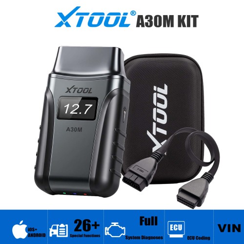 XTOOL A30M V2.0 Kit Bluetooth Full System Diagnostic Tool Bidirectional Scanner With Extension Cable and Carrying Case