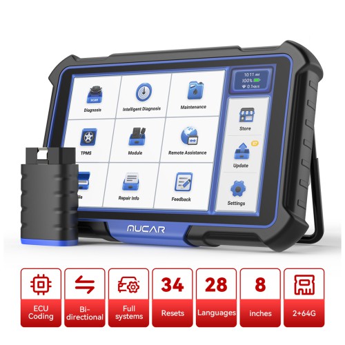 THINKCAR MUCAR VO8 ECU Coding & OE-level Full System Diagnostic, Auto VIN, with 9450mAh Battery & 8MP Camera Support 34+ Maintenance Functions