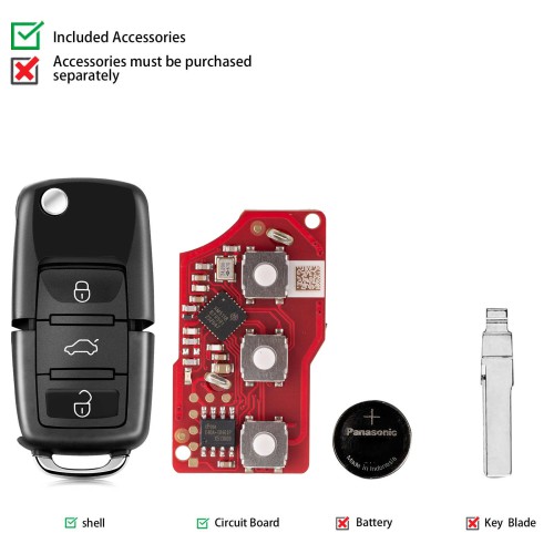 XHORSE	XKB520EN Second Generation Wired Remote, Supports Wireless Programming 5pcs/lot