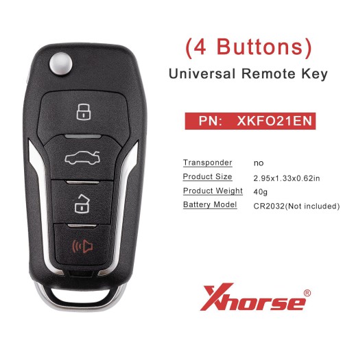 XHORSE XKFO21EN for Ford 2nd Generation Wired Key 4 Buttons Universal Remote Key 5pcs/lot