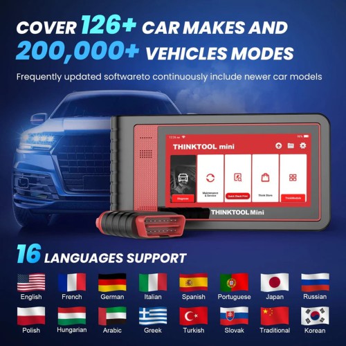 THINKCAR THINKTOOL MINI2 Full System Diagnostic Add CAN-FD, 16 Languages, 28 Maintenance Services