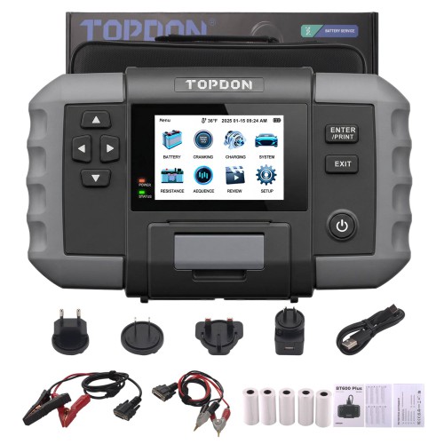 Topdon BT600 Battery Tester & Built-in Printer for 12V Battery & 12V/24V Systems