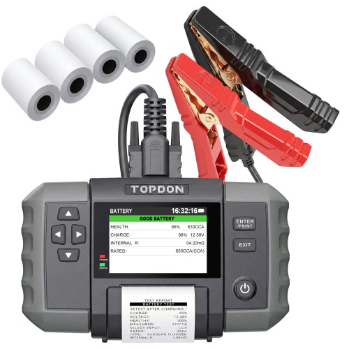 Topdon BT600 Battery Tester & Built-in Printer for 12V Battery & 12V/24V Systems