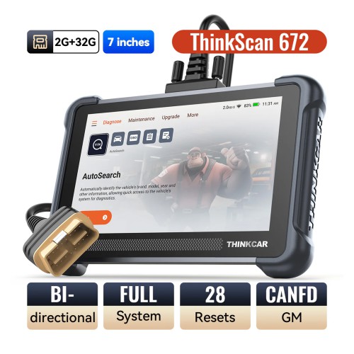 THINKSCAN 672 Diagnostic Scanner Supports CAN-FD Protocol IMMO Key Matching 28+ Reset Functions, Lifetime free update