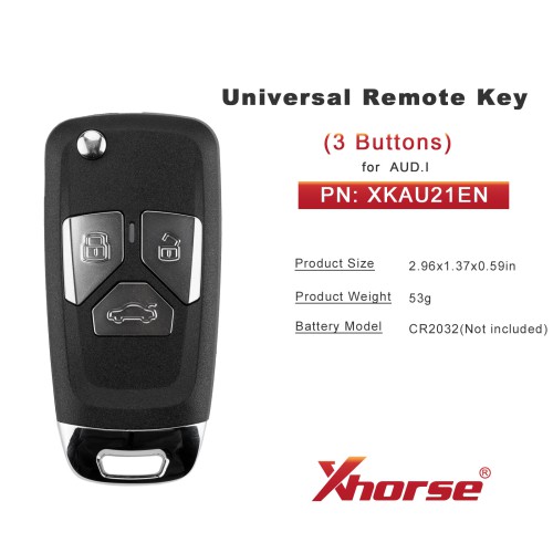 5pcs/lot XHORSE XKAU21EN Second Generation Universal Remote Key AUD.I Style 3 Buttons