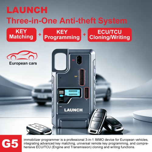 2026 LAUNCH X431 PROG5 G5 IMMO Programmer 3-in-1 IMMO Device Supports Key Matching, 5C 5D Key Programming, ECU/TCU Cloning & Writing Upgrade of XPROG3