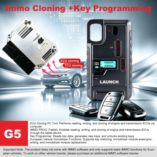 2026 LAUNCH X431 PROG5 G5 IMMO Programmer 3-in-1 IMMO Device Supports Key Matching, 5C 5D Key Programming, ECU/TCU Cloning & Writing Upgrade of XPROG3