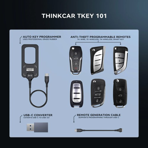 THINKCAR TKEY101 with Super Chip Car Key Programmer Immobilizer Matching Tool Lifetime Free Update