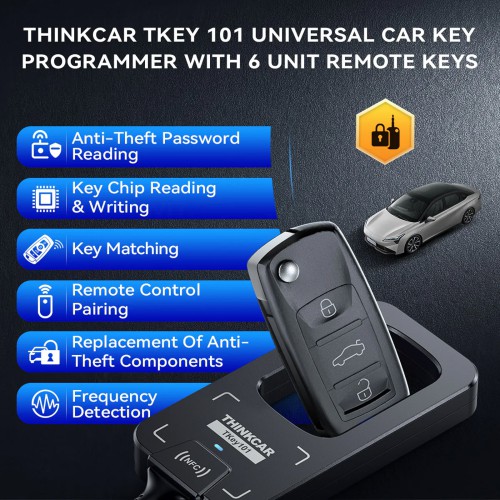 THINKCAR TKEY101 with Super Chip Car Key Programmer Immobilizer Matching Tool Lifetime Free Update