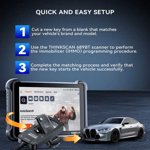 THINKCAR TKEY101 with Super Chip Car Key Programmer Immobilizer Matching Tool Lifetime Free Update