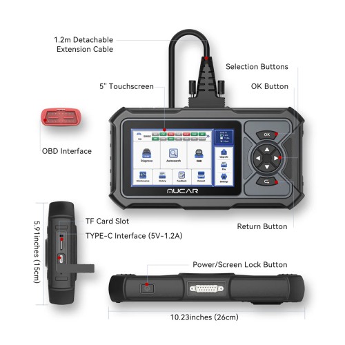 THINKCAR MUCAR CDE900 LITE Full System Diagnostic Scanner Full OBD2 Function Choose Any 5 Functions from 28 Reset Services