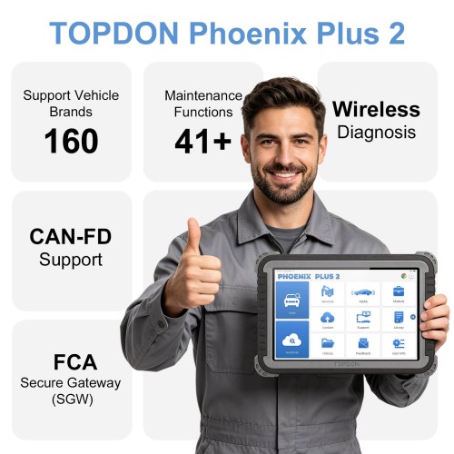 [EU Ship] TOPDON Phoenix Plus 2 Online ECU Coding & Configuration Flashing, Bidirectional with Topology Map, CANFD, 42+ Services, FCA AutoAuth