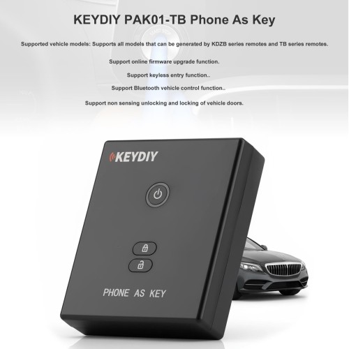 KEYDIY PAK01-TB Phone As Key Support Keyless Entry Bluetooth Vehicle Control