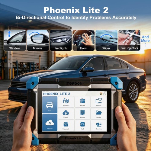 TOPDON Phoenix Lite2 OE-Level Scan Tool, 8 Inch Bi-Directional Controls, 35 Service Functions