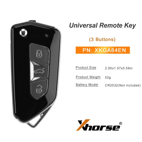 5Pcs/lot XHORSE XKGA84EN Second Generation Universal Remote Key 3 Buttons