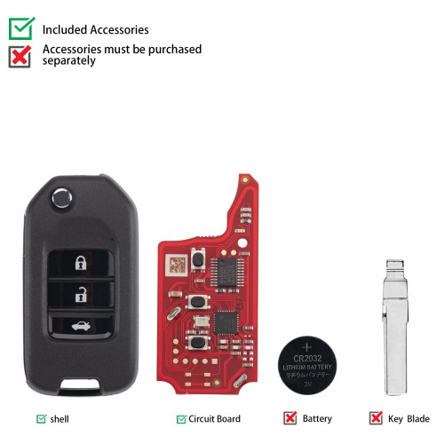 5pcs/lot XHORSE XNHO20EN C081-13 for Honda Second Generation Wireless Smart Key