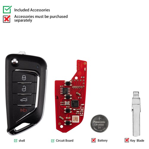 XHORSE XKCD06EN KAI.DLK Folding Key 4 Buttons Second Generation Universal Wired Remote Key 5pcs/lot