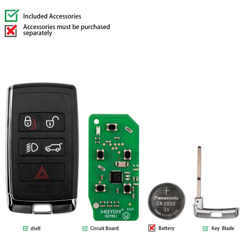 5pcs/lot KEYDIY KD ZB24-5 Universal Smart Remote Key 4+1 Buttons for Land Rover Type