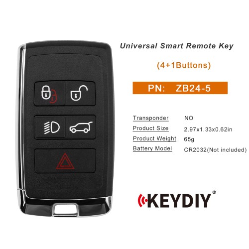 5pcs/lot KEYDIY KD ZB24-5 Universal Smart Remote Key 4+1 Buttons for Land Rover Type