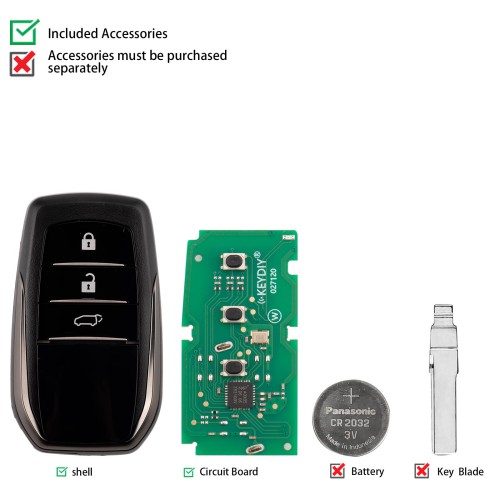 5pcs/lot KEYDIY KD ZB35-3 Universal Smart Remote Key 3 Buttons for Toyota Type
