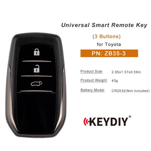 5pcs/lot KEYDIY KD ZB35-3 Universal Smart Remote Key 3 Buttons for Toyota Type