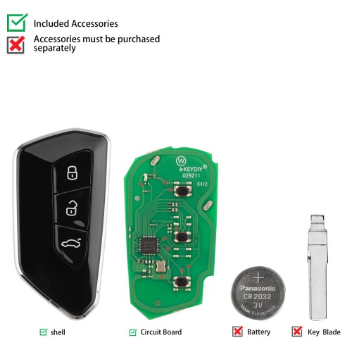 5pcs/lot KEYDIY KD ZB25-3 Universal Smart Remote Key 3 Buttons for VW Type